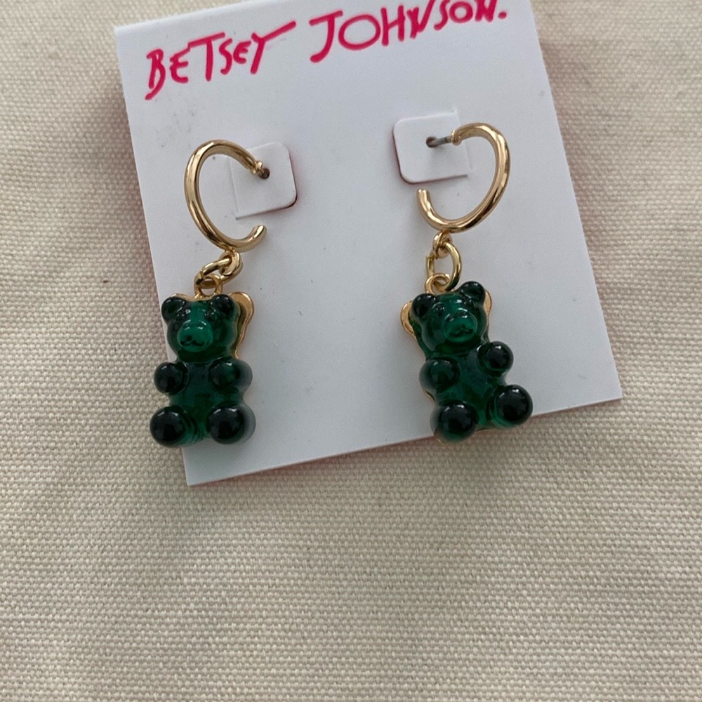 🎁Betsey Johnson Green Bear Earrings - last 1🎁- Black Friday sale - Picture 3 of 5